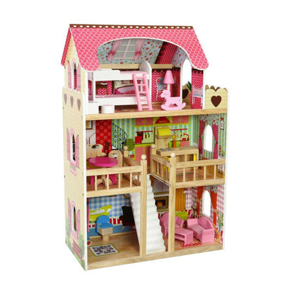 Casuta de Papusi Mare din Lemn, EcoToys, Malinowa 2, 90 cm