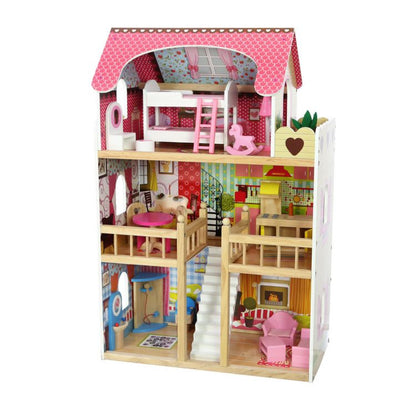 Casuta de Papusi Mare din Lemn, EcoToys, Malinowa 2, 90 cm