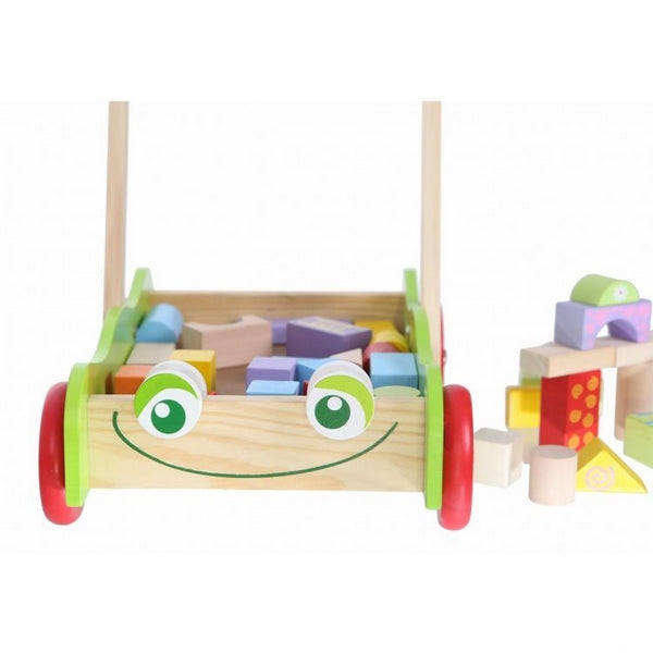 Antemergator din lemn + 40 de cuburi ecotoys 2110