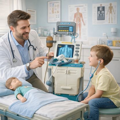 Set de joaca doctor pentru copii cu carucior medical mobil, 15 piese