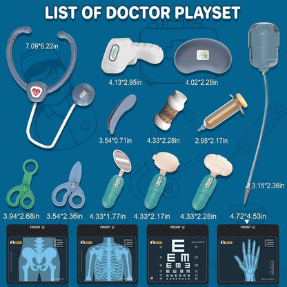 Set de joaca doctor pentru copii cu carucior medical mobil, 15 piese