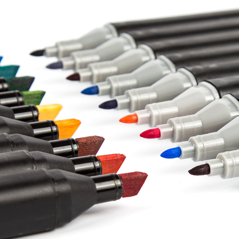 Set 80 Markere Duble, Capat Subtire si Gros, pe Baza de Alcool, Inclus Suport si Geanta de Depozitare, Potrivite pentru Toate Tipurile de Desen, Multicolor, eKrom