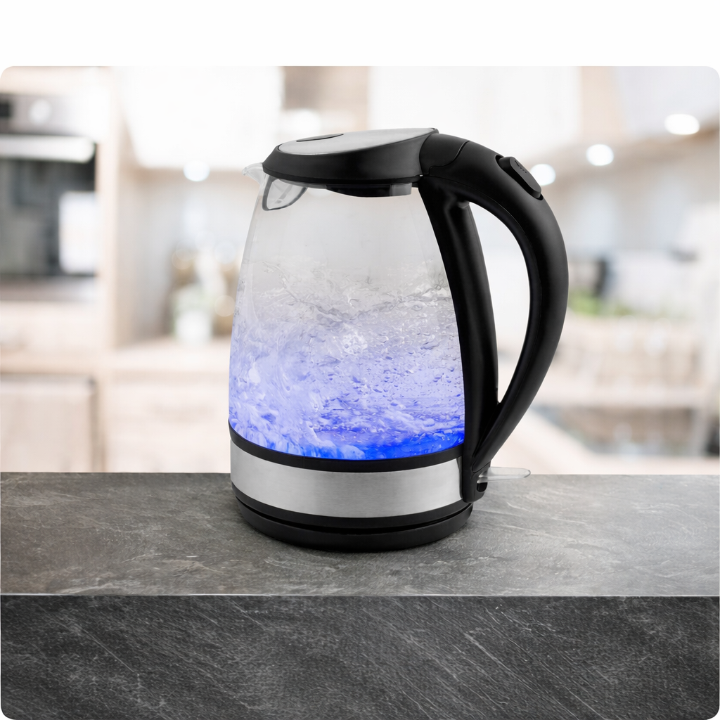 Fierbator electric idealSTORE din sticla 1.7L cu iluminare LED albastra