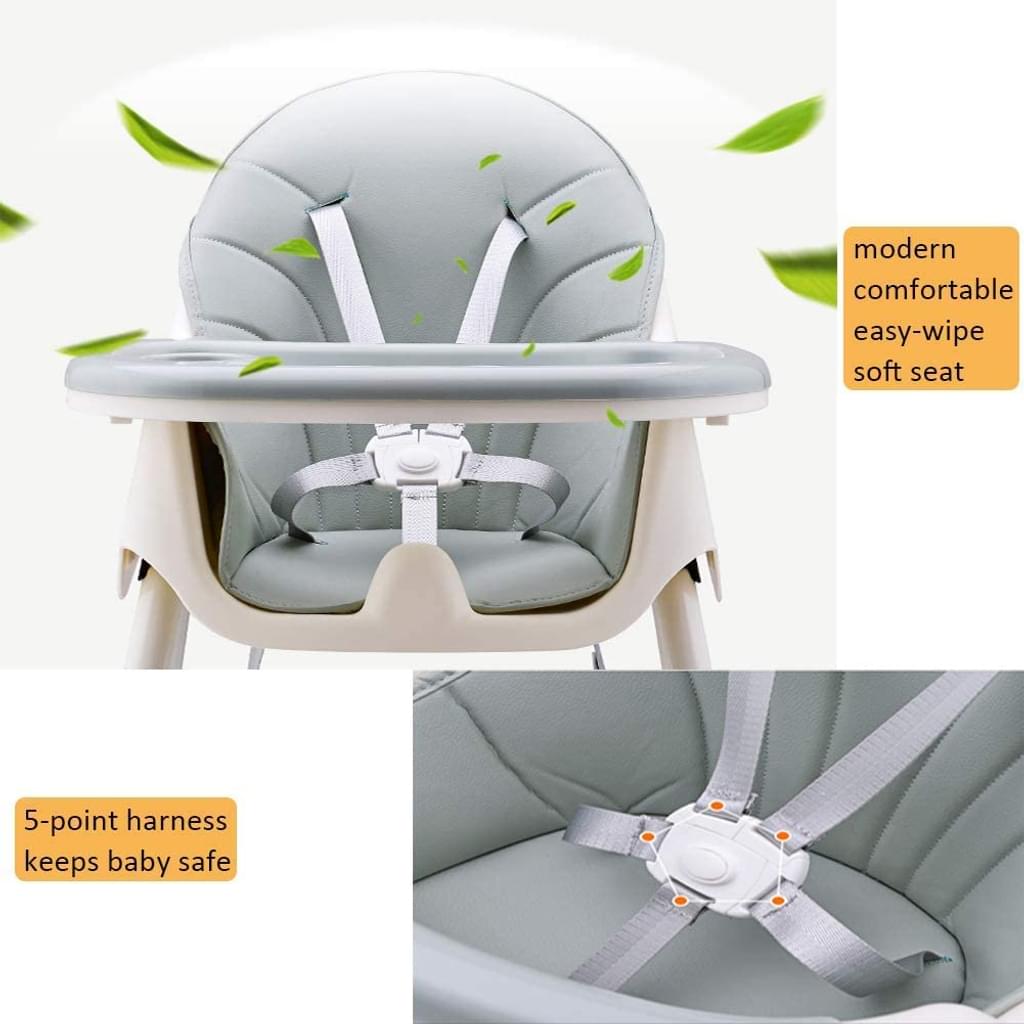Scaun de masa reglabil Yealeo, Tava detasabila, Perna, 5 trepte inaltime, 6 luni+, Verde albastru