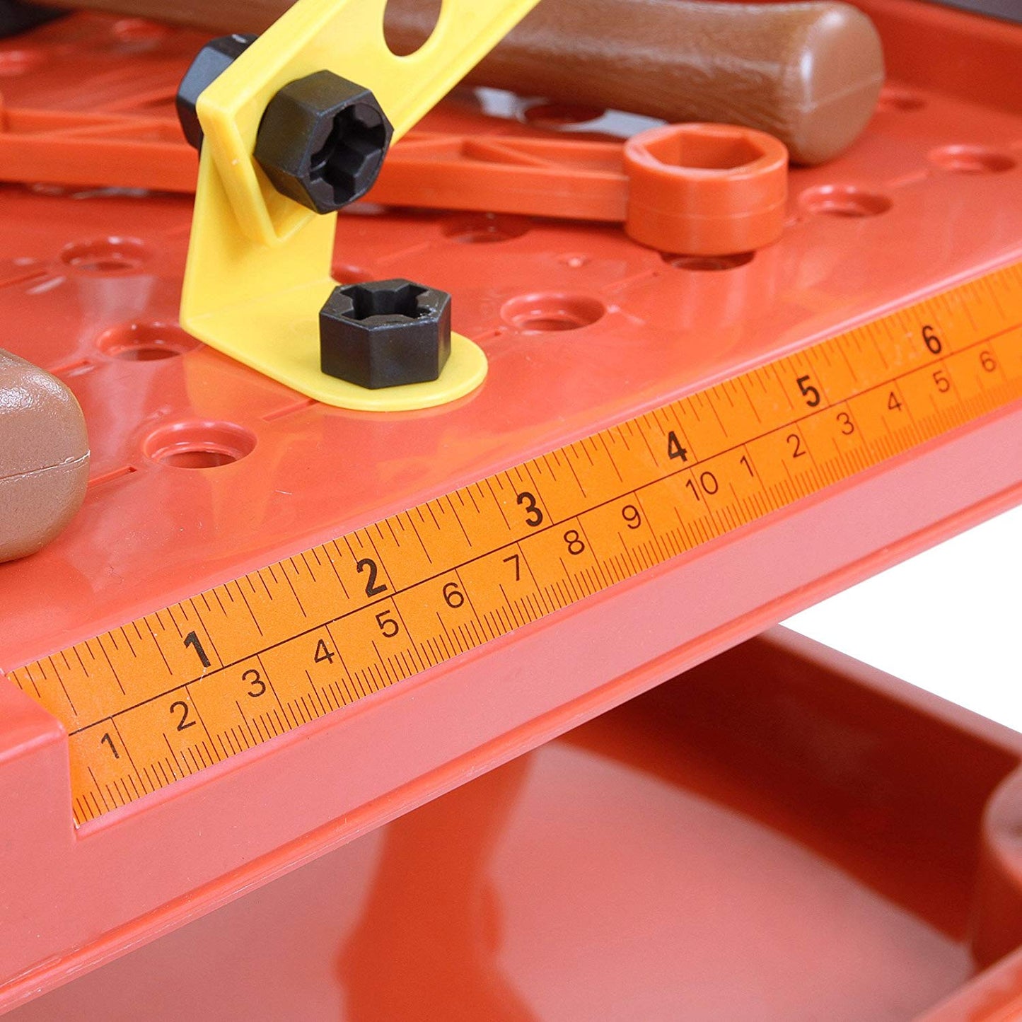 Banc de lucru Super Tools pentru copii cu bormasina, fierastrau, ciocan, rafturi si multiple accesorii , 50 piese incluse