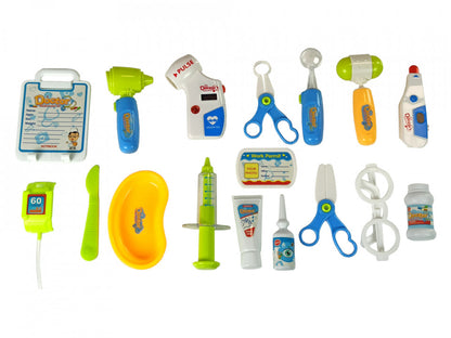 Set portabil accesorii doctor cu lumini si sunete 17 piese