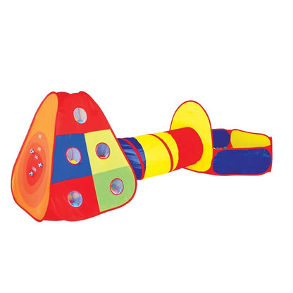 Cort tip tunel pentru copii, 300 x 120 x 100 cm, 80 bile, 3 ani+