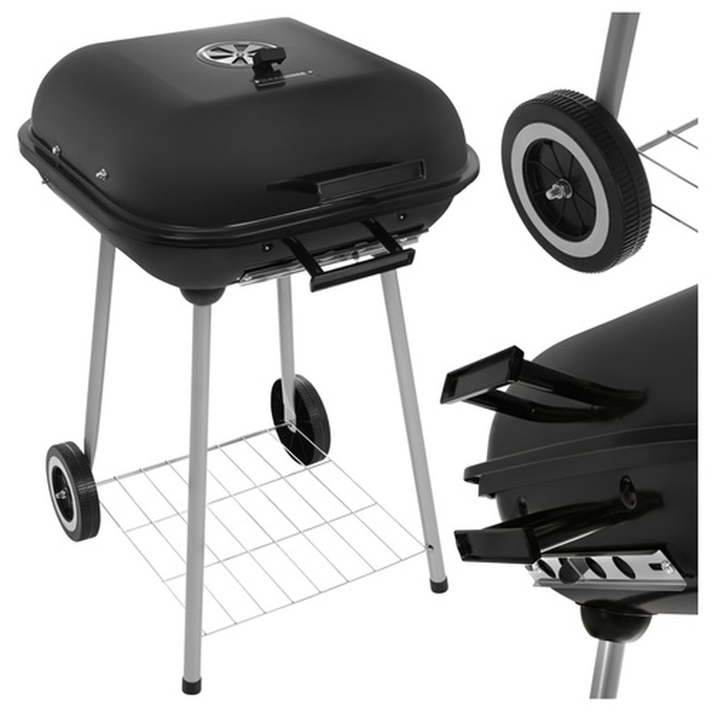 Gratar de Gradina pe Carbuni IdealStore Portabil cu Roti si Capac Metalic 77x53x46 cm
