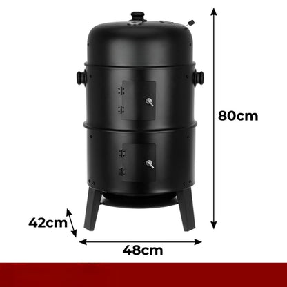 Gratar de Gradina pe Carbuni idealSTORE cu Capac, Roti si Raft 44x80x42 cm