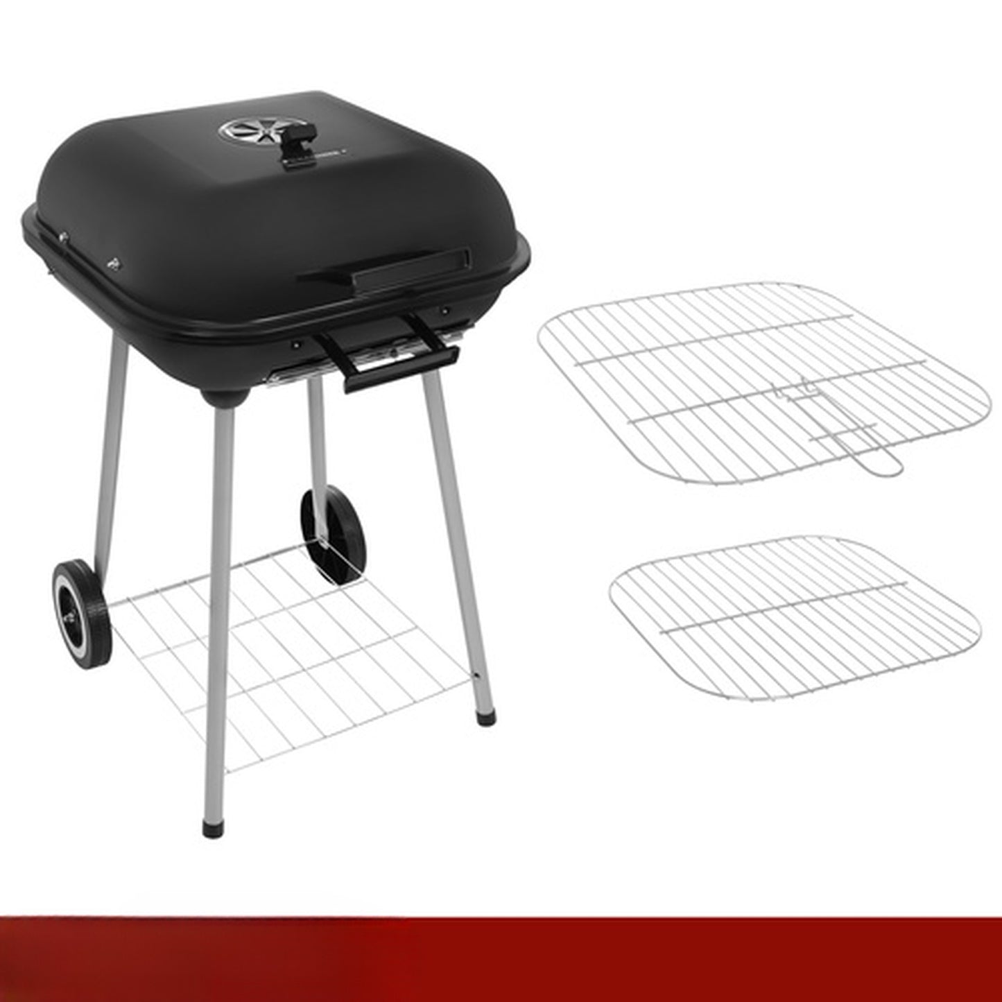 Gratar de Gradina pe Carbuni IdealStore Portabil cu Roti si Capac Metalic 77x53x46 cm