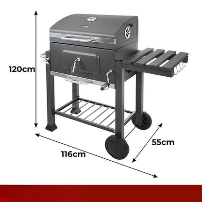 Gratar de Gradina pe Carbune idealSTORE cu Capac si Termometru 116x70x110 cm