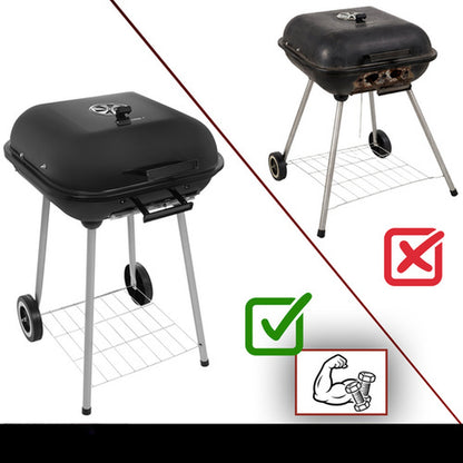 Gratar de Gradina pe Carbuni IdealStore Portabil cu Roti si Capac Metalic 77x53x46 cm