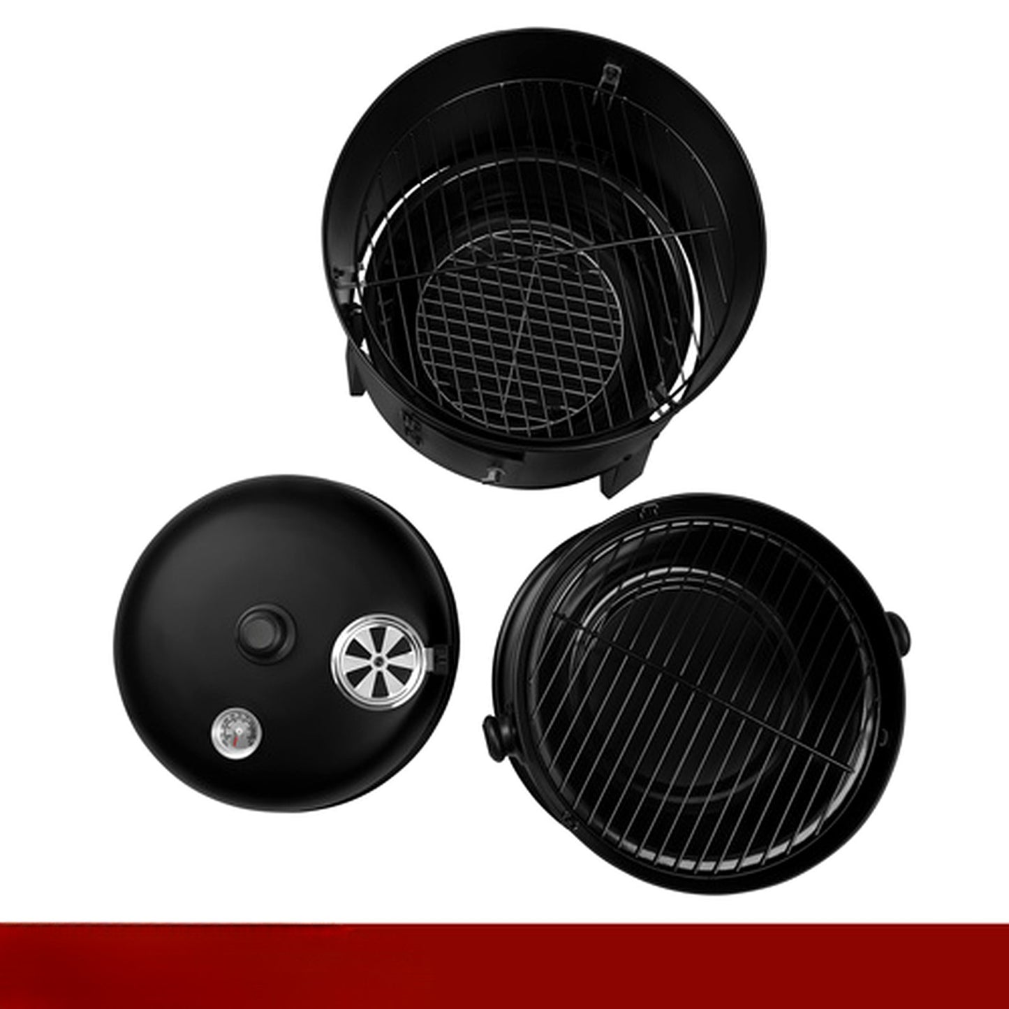 Gratar de Gradina pe Carbuni idealSTORE cu Capac, Roti si Raft 44x80x42 cm