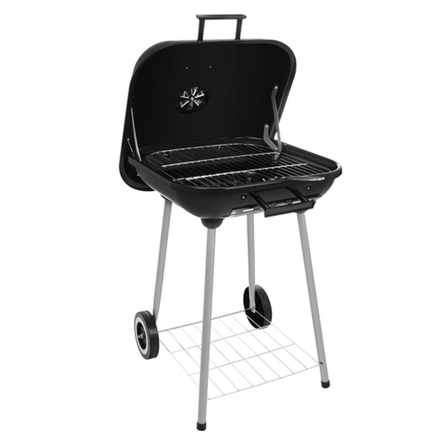 Gratar de Gradina pe Carbuni IdealStore Portabil cu Roti si Capac Metalic 77x53x46 cm