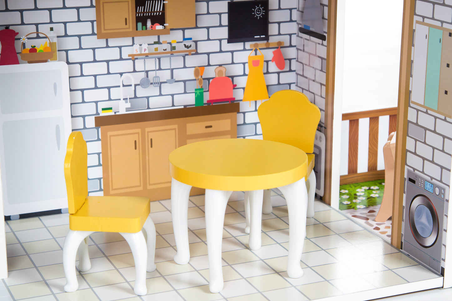 Casa din lemn pentru papusi cu LED, Multicolor Kinderplay Green GS0021