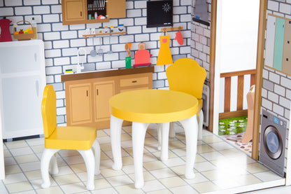 Casa din lemn pentru papusi cu LED, Multicolor Kinderplay Green GS0021