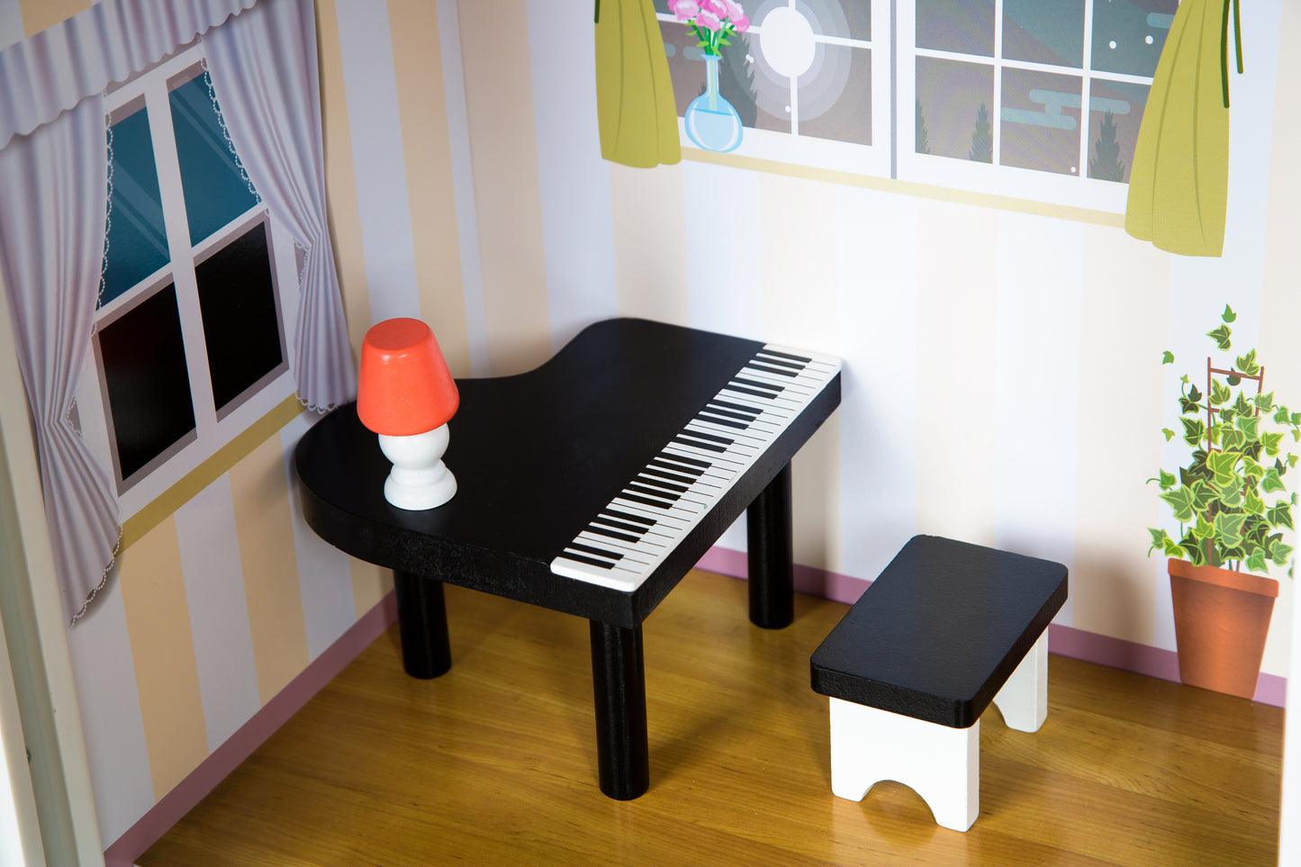 Casa din lemn pentru papusi cu LED, Multicolor Kinderplay Green GS0021