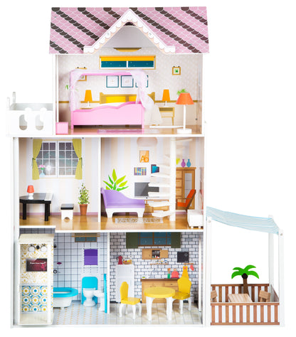 Casa din lemn pentru papusi cu LED, Multicolor Kinderplay Green GS0021