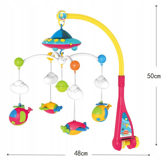 Carusel muzical SLC 'Fly dream premium' cu lumini si jucarii zornaitoare, montare usoara,