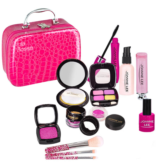Trusa beauty machiaj fals, pentru copii de peste 6 ani, roz/rosu