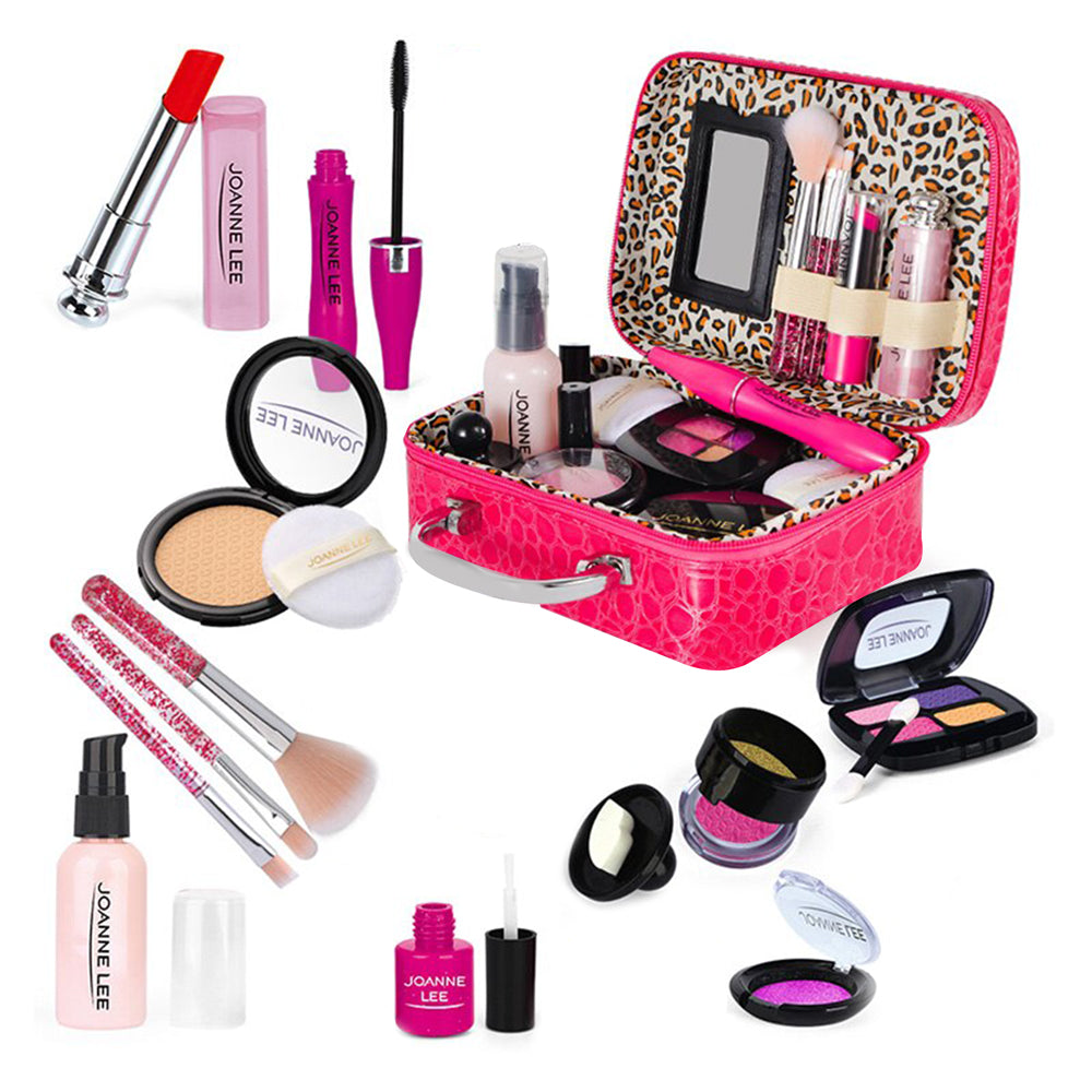 Trusa beauty machiaj fals, pentru copii de peste 6 ani, roz/rosu