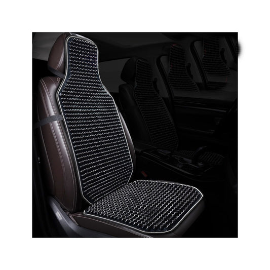 Husa Saun Auto cu Bile din Lemn idealSTORE Pentru Scaune Fata, Rezistente in Timp, Anti-alunecare, Respirabil, Culoare Negru, Fabricat din Materiale de Inalta Calitate