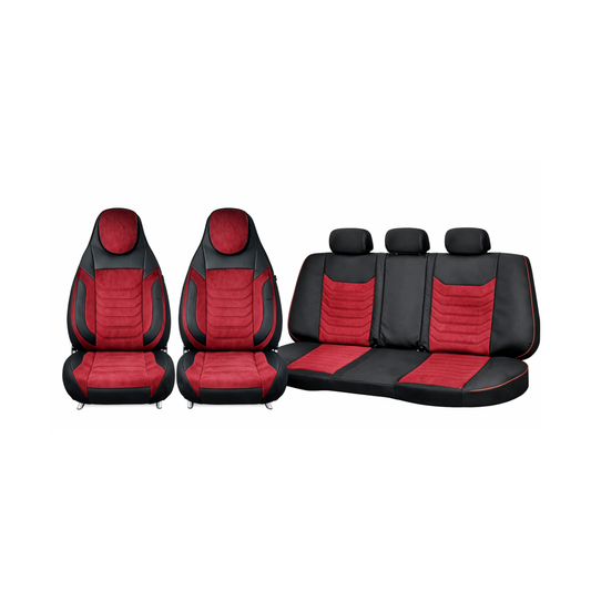 Set huse scaune auto universale idealSTORE design premium confort sporit bancheta fractionata negru-visiniu