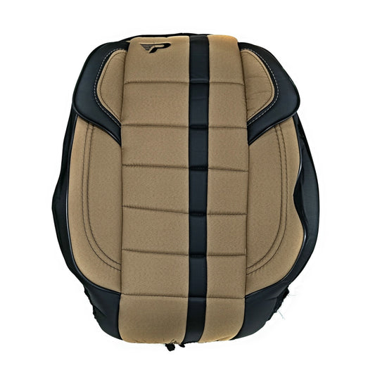 Huse Saune Auto Universale idealSTORE model Premium PANDA, material Anti-alunecare, Respirabil, Cusatura speciala pentru AIRBAG, Imitatie piele si Textil, Culoare Bej-Negru