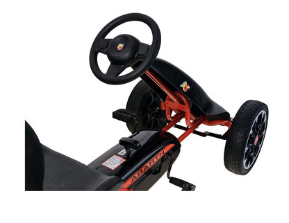 Kart cu pedale idealSTORE GO RACE ABARTH Black Collection, Dimensiuni 113 x 73 x 58 cm, Licentiat, Scaun confortabil, reglabil - 3 pozitii, Asigura confort si siguranta