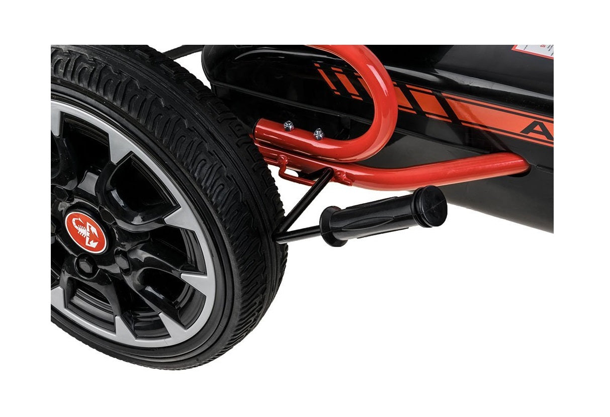 Kart cu pedale idealSTORE GO RACE ABARTH Black Collection, Dimensiuni 113 x 73 x 58 cm, Licentiat, Scaun confortabil, reglabil - 3 pozitii, Asigura confort si siguranta