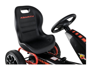 Kart cu pedale idealSTORE GO RACE ABARTH Black Collection, Dimensiuni 113 x 73 x 58 cm, Licentiat, Scaun confortabil, reglabil - 3 pozitii, Asigura confort si siguranta