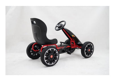 Kart cu pedale idealSTORE GO RACE ABARTH Black Collection, Dimensiuni 113 x 73 x 58 cm, Licentiat, Scaun confortabil, reglabil - 3 pozitii, Asigura confort si siguranta