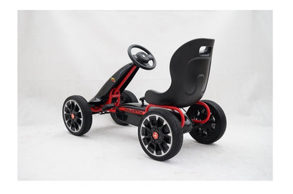 Kart cu pedale idealSTORE GO RACE ABARTH Black Collection, Dimensiuni 113 x 73 x 58 cm, Licentiat, Scaun confortabil, reglabil - 3 pozitii, Asigura confort si siguranta