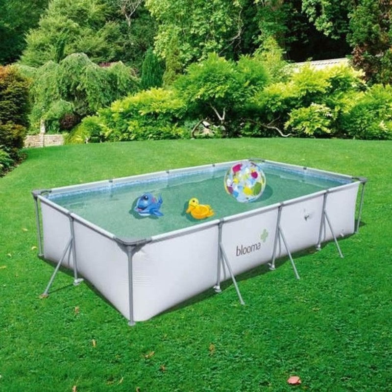 Piscina cadru metalic Blooma Kamba, 400 x 211 x 81 CM, PVC in 3 Straturi, cu Pompa Filtranta Recirculara, Prelata si Sac Depozitare