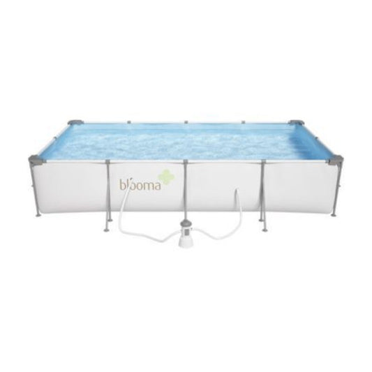 Piscina cadru metalic Blooma Kamba, 400 x 211 x 81 CM, PVC in 3 Straturi, cu Pompa Filtranta Recirculara, Prelata si Sac Depozitare