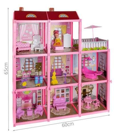 Casuta de papausi IdealStore Vila din Povesti, Accesorizata cu 8 camere si terasa, Dimensiuni 17x60x 65 cm, Include 22 de elemnte pentru mobilarea Vilei, ideala pentru dezvoltarea comporatamentului social