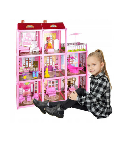 Casuta de papausi IdealStore Vila din Povesti, Accesorizata cu 8 camere si terasa, Dimensiuni 17x60x 65 cm, Include 22 de elemnte pentru mobilarea Vilei, ideala pentru dezvoltarea comporatamentului social