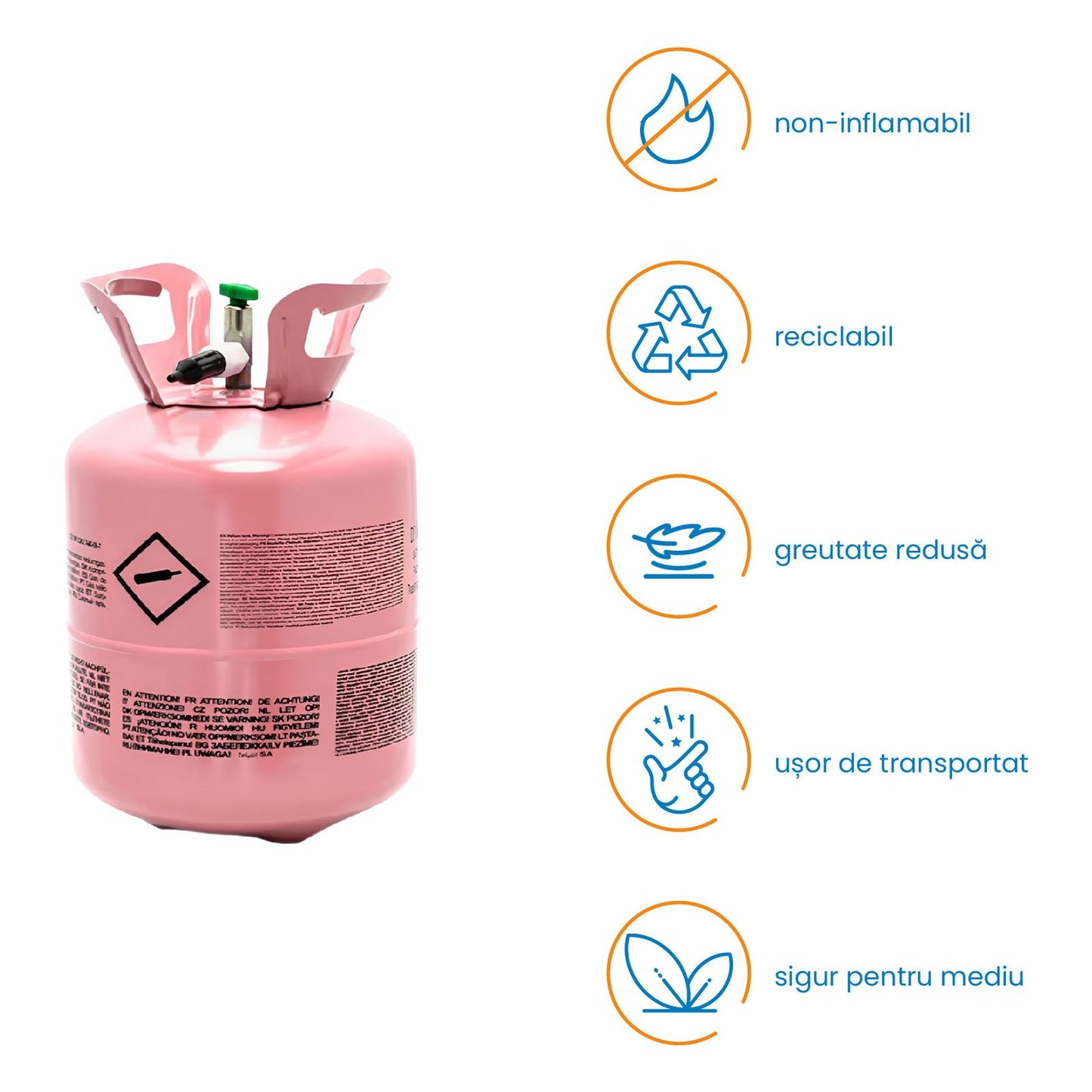 Butelie cu heliu pentru baloane IdealStore Fun 0.2 m3 cu reductor, pana la 30 baloane