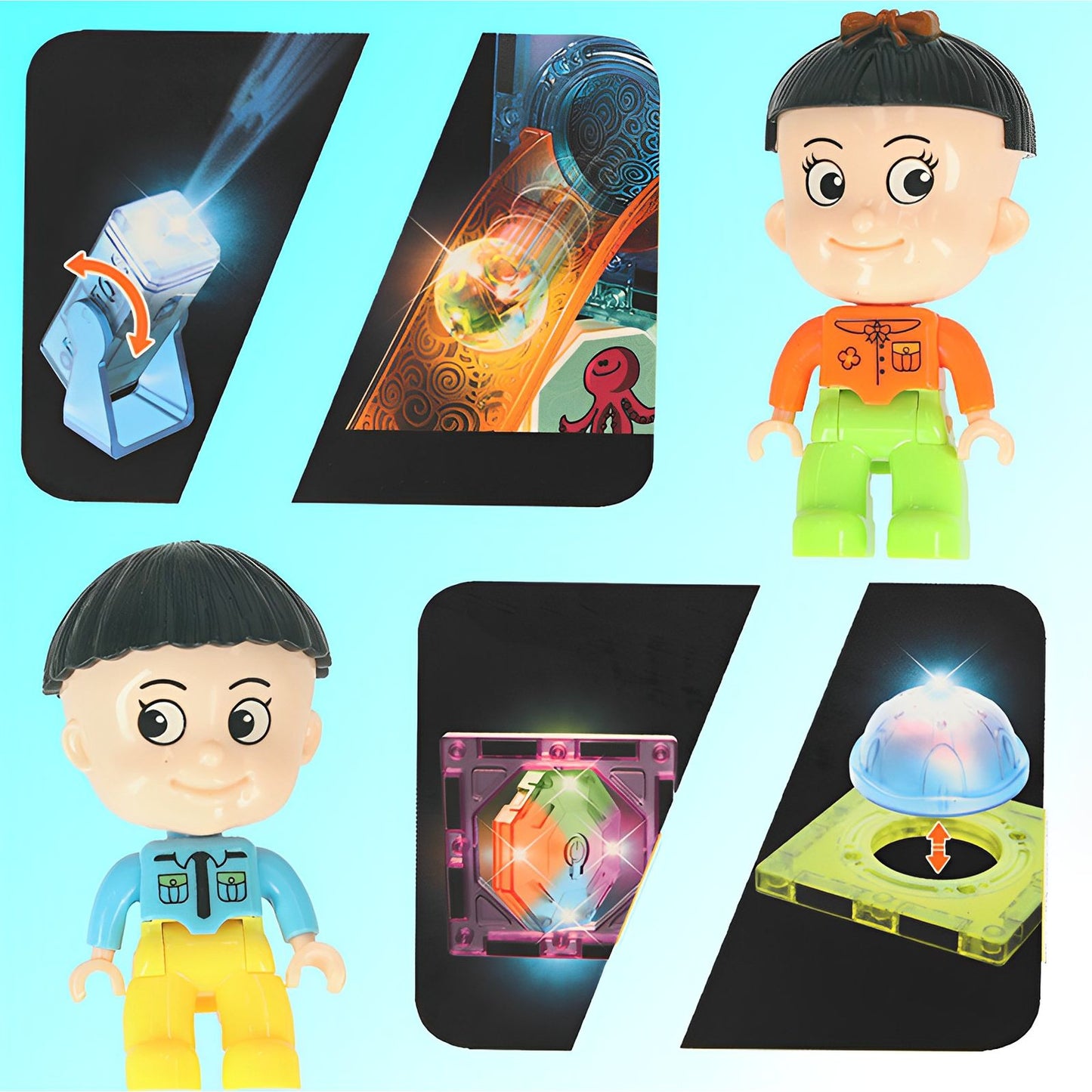 Set de constructie Magnetic IdealStore,Contine 201 piese magnetice luminoase,Stimuleaza Imaginatia si Creativitatea