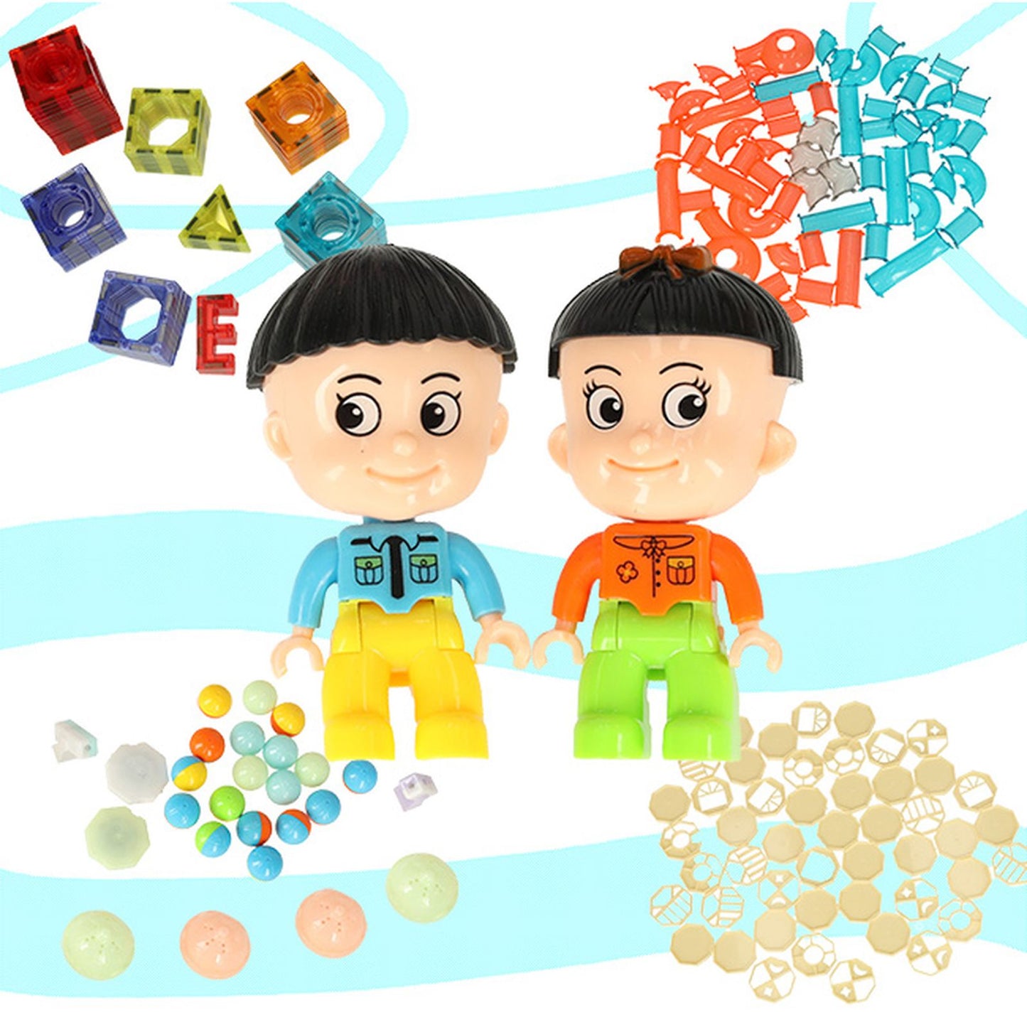 Set de constructie Magnetic IdealStore,Contine 201 piese magnetice luminoase,Stimuleaza Imaginatia si Creativitatea