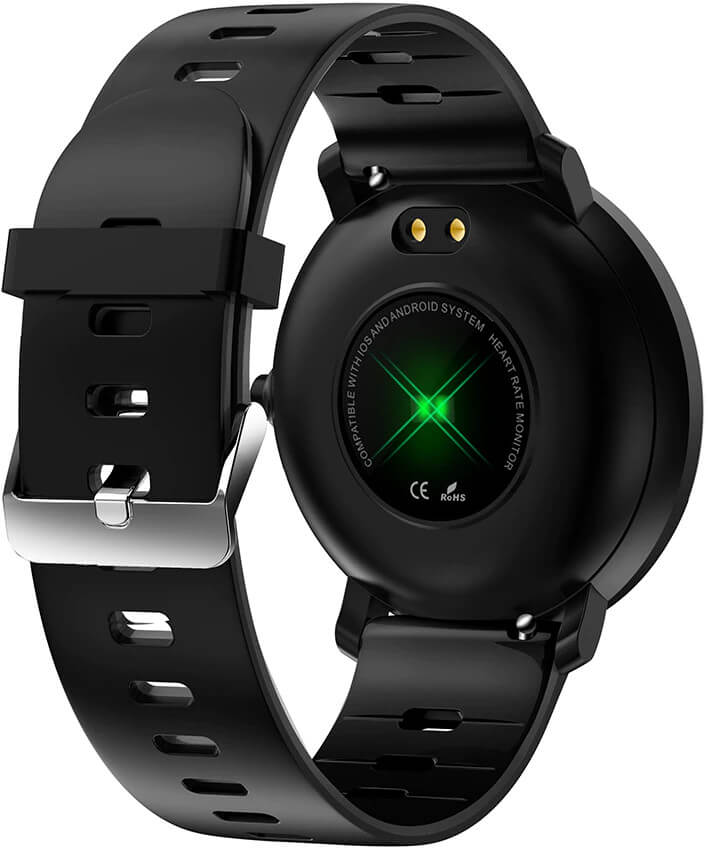 Ceas SmartWatch cu functie de Bratara Fitness idealStore 68CF, Bratara de Silicon, Functii multiple, Monitorizare ritm cardiac, Somn si Tensiune arteriala, Notificari Apeluri/Fb/Sms, Rezistent la Apa, culoare Black