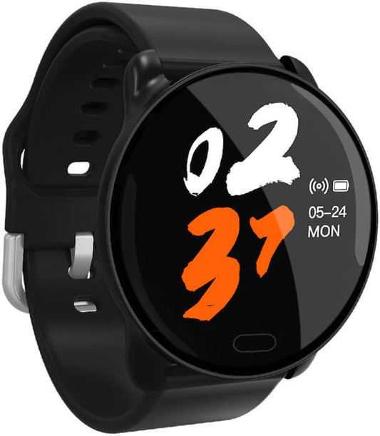 Ceas SmartWatch cu functie de Bratara Fitness idealStore 68CF, Bratara de Silicon, Functii multiple, Monitorizare ritm cardiac, Somn si Tensiune arteriala, Notificari Apeluri/Fb/Sms, Rezistent la Apa, culoare Black