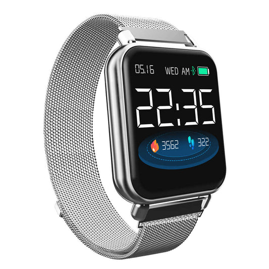 Smartwatch si Bratara Fitness Diamond, Monitorizare Ritm Cardiac, Monitorizare Tensiune, Pedometru, Monitorizare Sanatate, Somn, Monitorizare Fitness, Notificari Apeluri si Aplicatii, Bratra Metalica cu prindere magnetica, Silver