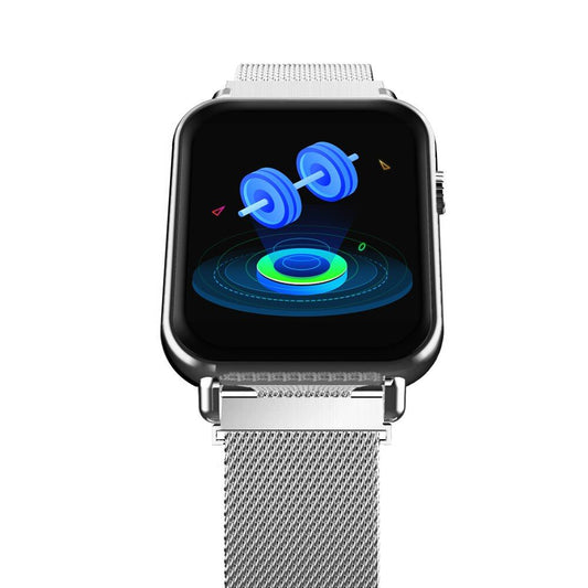 Smartwatch si Bratara Fitness Diamond, Monitorizare Ritm Cardiac, Monitorizare Tensiune, Pedometru, Monitorizare Sanatate, Somn, Monitorizare Fitness, Notificari Apeluri si Aplicatii, Bratra Metalica cu prindere magnetica, Silver