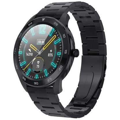 Ceas Smartwatch si Bratara Fitness Digital Fit, Notificari Apeluri si Aplicatii, Monitorizare Ritm Cardiac, Presiune Arteriala, Pedometru, Monitorizare Somn, Monitorizare Activitati Fizice, Giroscop, Bratara Metalica, Negru alaturi de bratara Silicon