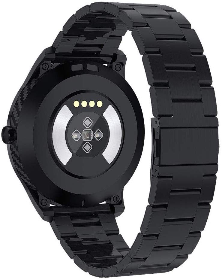 Ceas Smartwatch si Bratara Fitness Digital Fit, Notificari Apeluri si Aplicatii, Monitorizare Ritm Cardiac, Presiune Arteriala, Pedometru, Monitorizare Somn, Monitorizare Activitati Fizice, Giroscop, Bratara Metalica, Negru alaturi de bratara Silicon