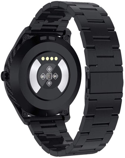 Ceas Smartwatch si Bratara Fitness Digital Fit, Notificari Apeluri si Aplicatii, Monitorizare Ritm Cardiac, Presiune Arteriala, Pedometru, Monitorizare Somn, Monitorizare Activitati Fizice, Giroscop, Bratara Metalica, Negru alaturi de bratara Silicon