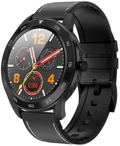 Ceas Smartwatch si Bratara Fitness Digital Fit, Notificari Apeluri si Aplicatii, Monitorizare Ritm Cardiac, Presiune Arteriala, Pedometru, Monitorizare Somn, Monitorizare Activitati Fizice, Giroscop, Bratara Piele, Negru alaturi de bratara Silicon Cadou