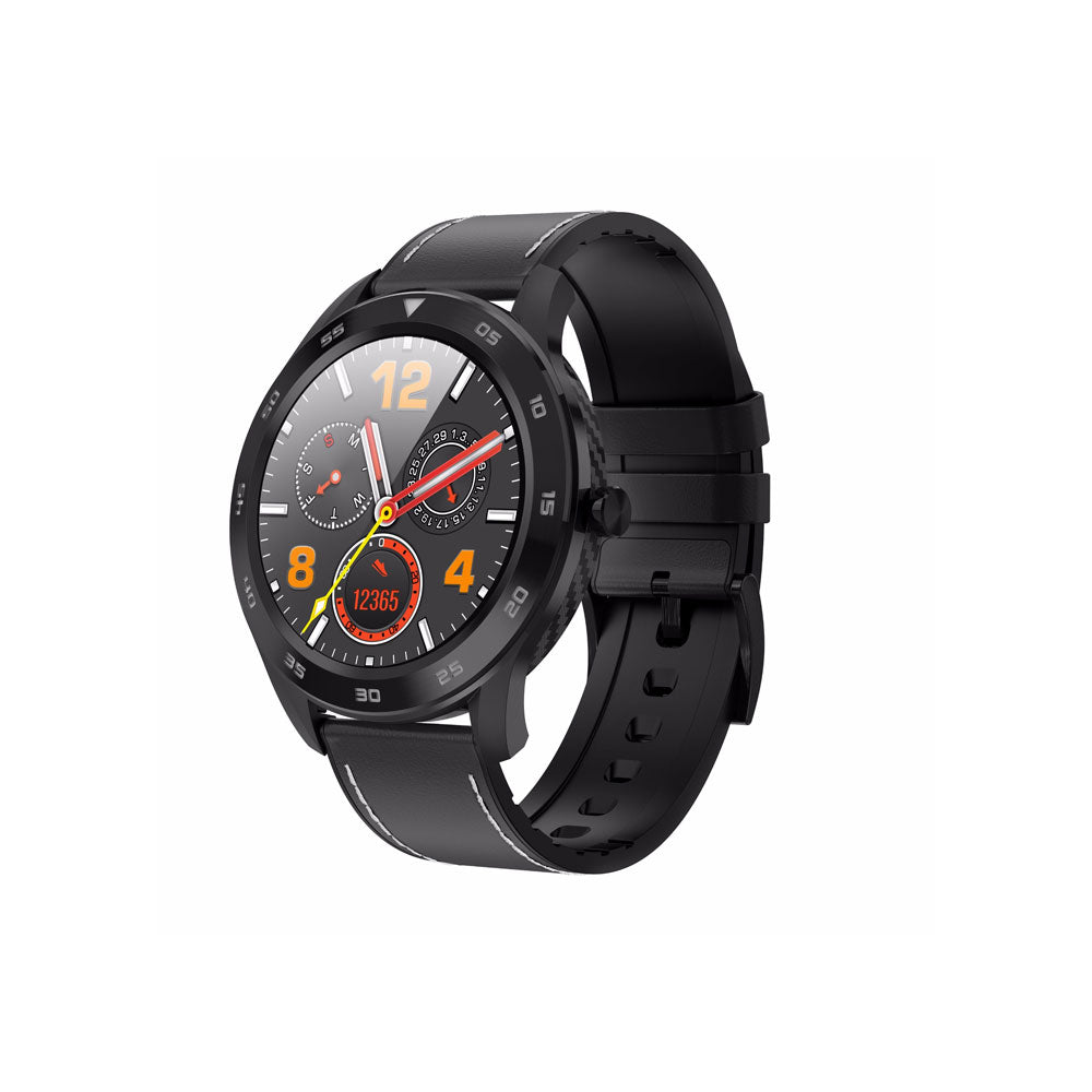 Ceas Smartwatch si Bratara Fitness Digital Fit, Notificari Apeluri si Aplicatii, Monitorizare Ritm Cardiac, Presiune Arteriala, Pedometru, Monitorizare Somn, Monitorizare Activitati Fizice, Giroscop, Bratara Piele, Negru alaturi de bratara Silicon Cadou