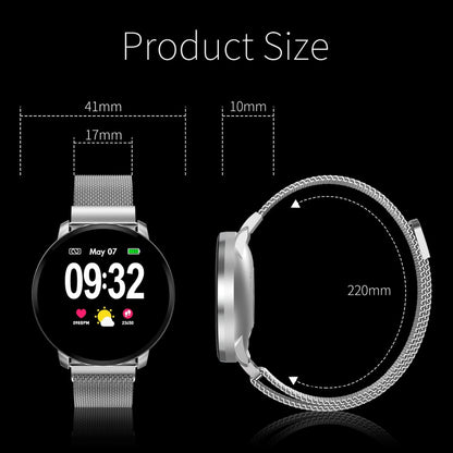 Ceas SmartWatch si Bratara Fitness Full Screen 68, Bratara Metalica Magnetica, Monitorizare ritm cardiac, Monitorizare Somn si Tensiune arteriala, Notificari Apeluri/Fb/Sms, Rezistent la Apa Ip67, Ecran 1.23 Full Touch, Argintiu